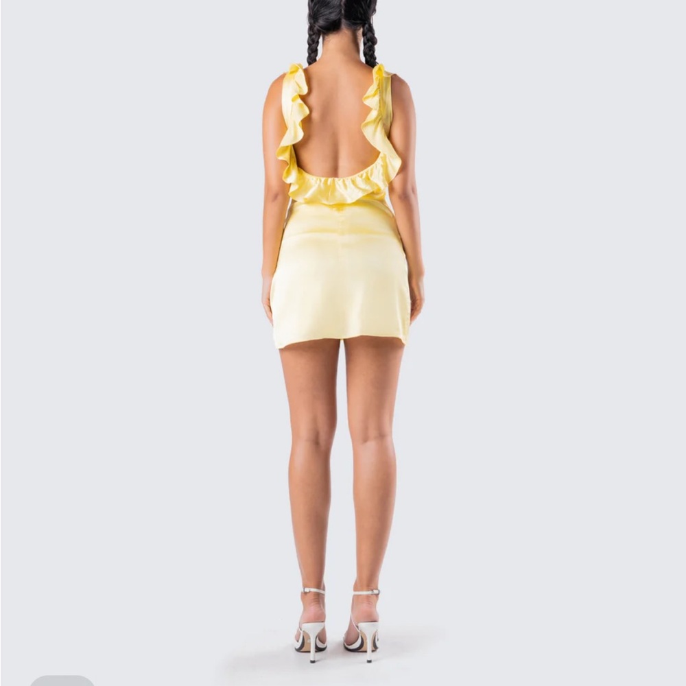 Yellow Ruffled Mini Dress - Picture 5 of 6